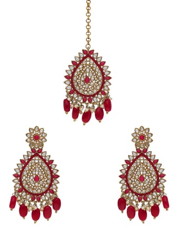 Reverse AD Tikka Earring Set in Mehendi finish - NRJ231