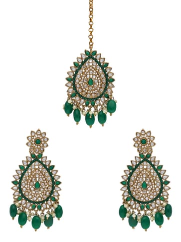 Reverse AD Tikka Earring Set in Mehendi finish - NRJ232