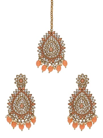Reverse AD Tikka Earring Set in Mehendi finish - NRJ237
