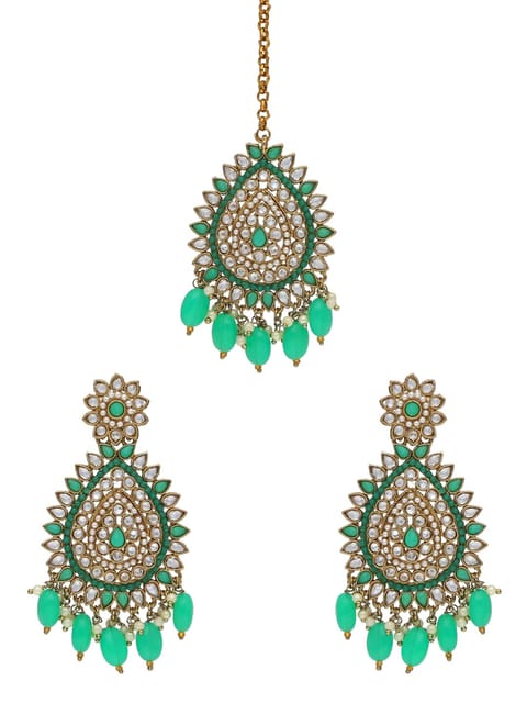 Reverse AD Tikka Earring Set in Mehendi finish - NRJ238