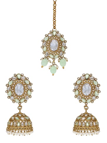 Reverse AD Tikka Earring Set in Mehendi finish - NRJ296