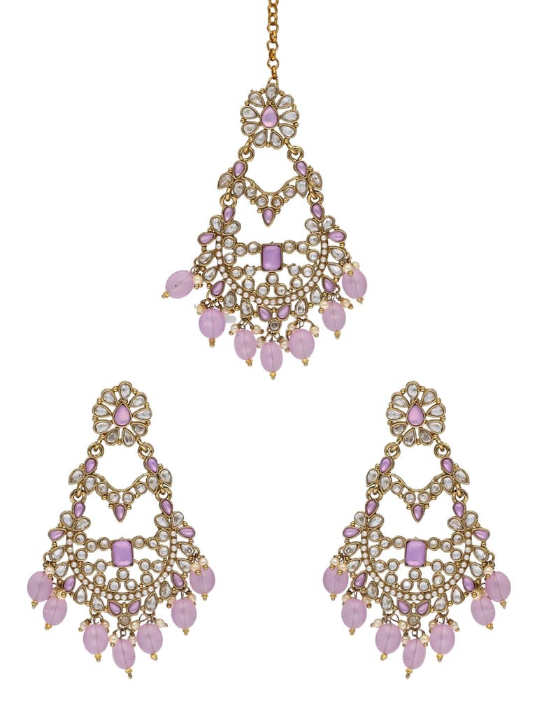Reverse AD Tikka Earring Set in Mehendi finish - NRJ264