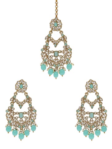 Reverse AD Tikka Earring Set in Mehendi finish - NRJ265
