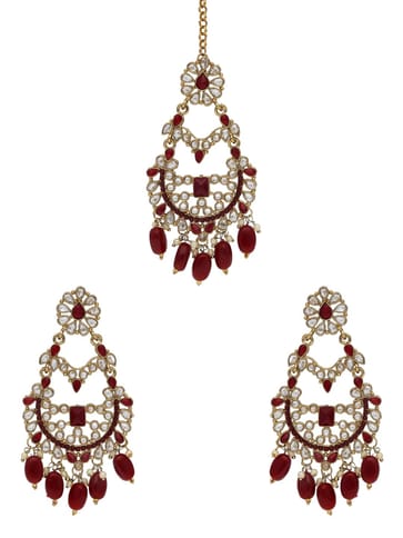 Reverse AD Tikka Earring Set in Mehendi finish - NRJ267