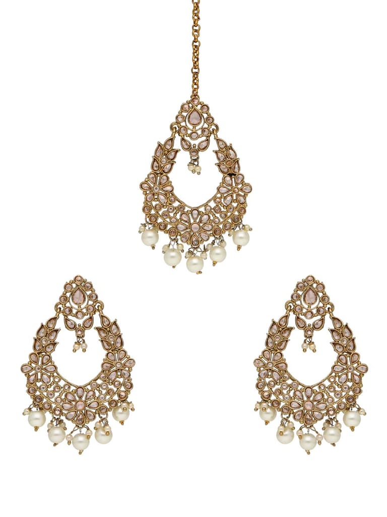 Reverse AD Tikka Earring Set in Mehendi finish - NRJ273
