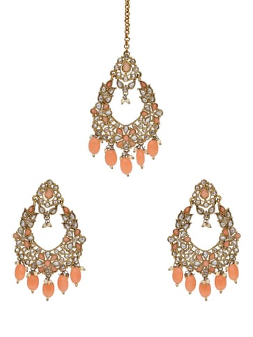 Reverse AD Tikka Earring Set in Mehendi finish - NRJ274