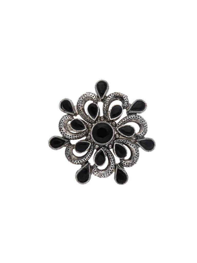 Traditional Finger Ring in Oxidised Silver finish - CNB18963