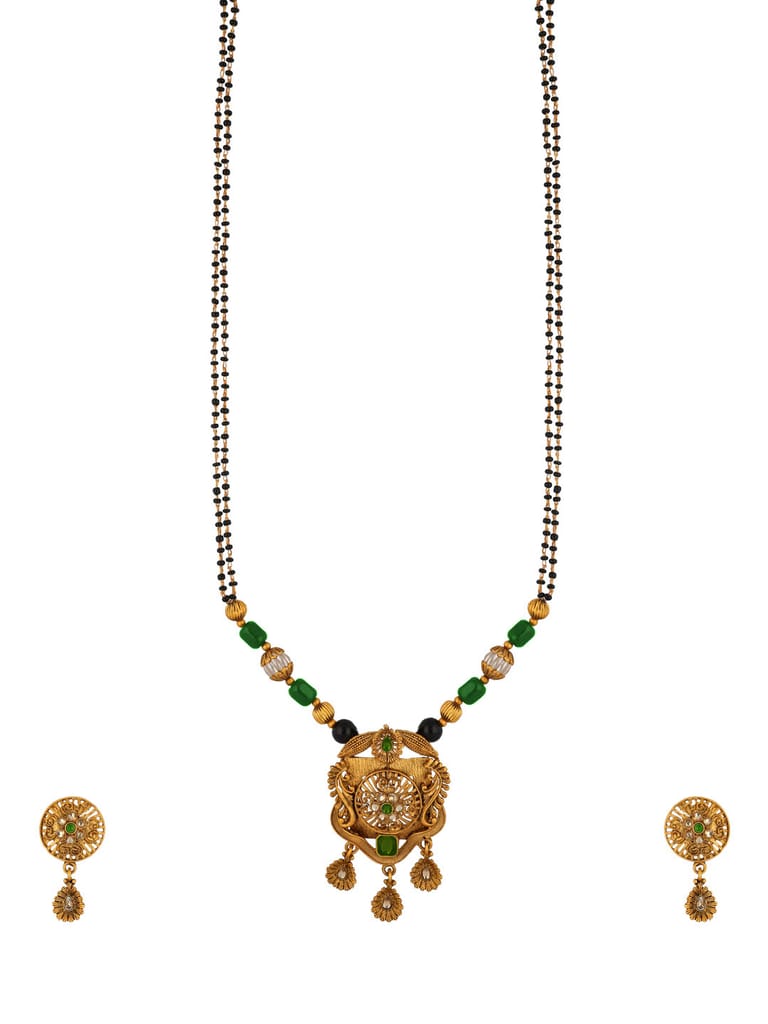 Antique Double Line Mangalsutra in Matt Gold finish - CNB38068