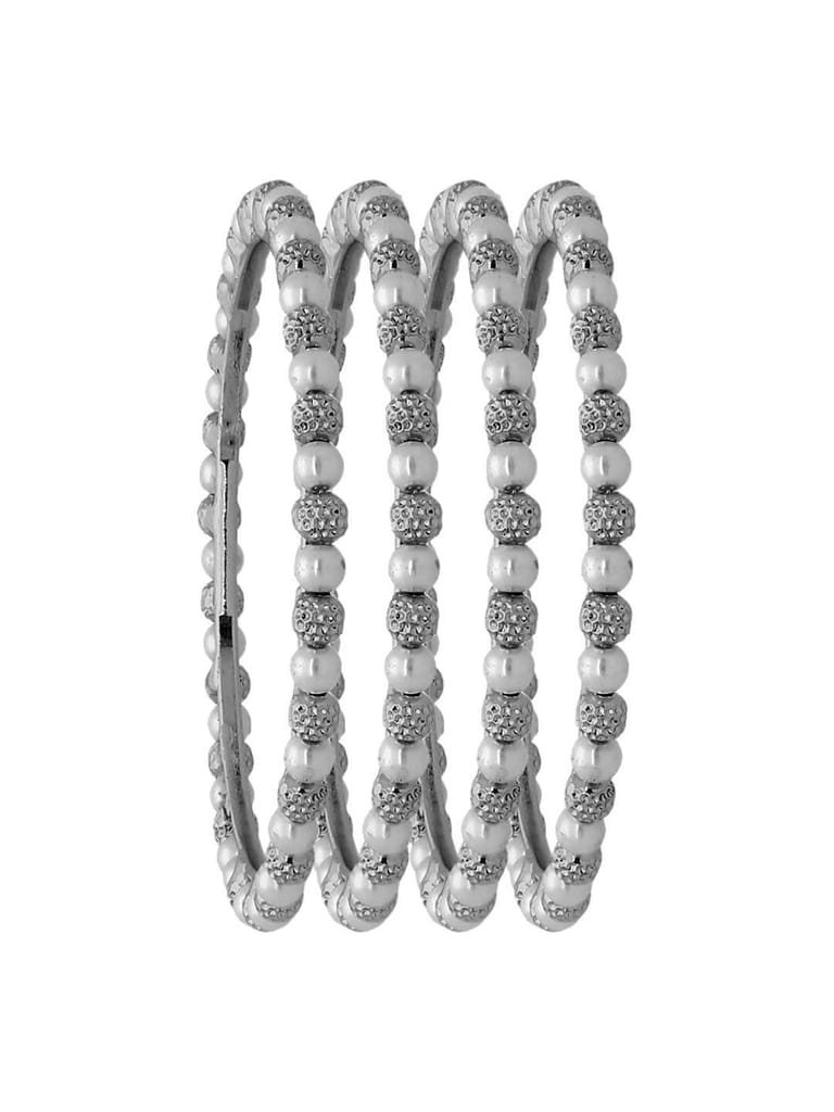 Pearls Bangles in Rhodium finish - CNB3204-2.6