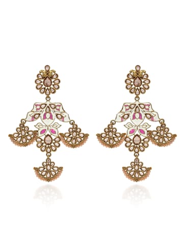 Reverse AD Long Earrings in Mehendi finish - CNB41308