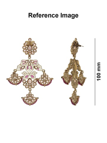 Reverse AD Long Earrings in Mehendi finish - CNB41308