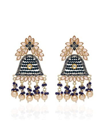 Reverse AD Long Earrings in Gold finish - CNB28491