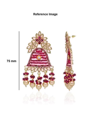 Reverse AD Long Earrings in Gold finish - CNB28491