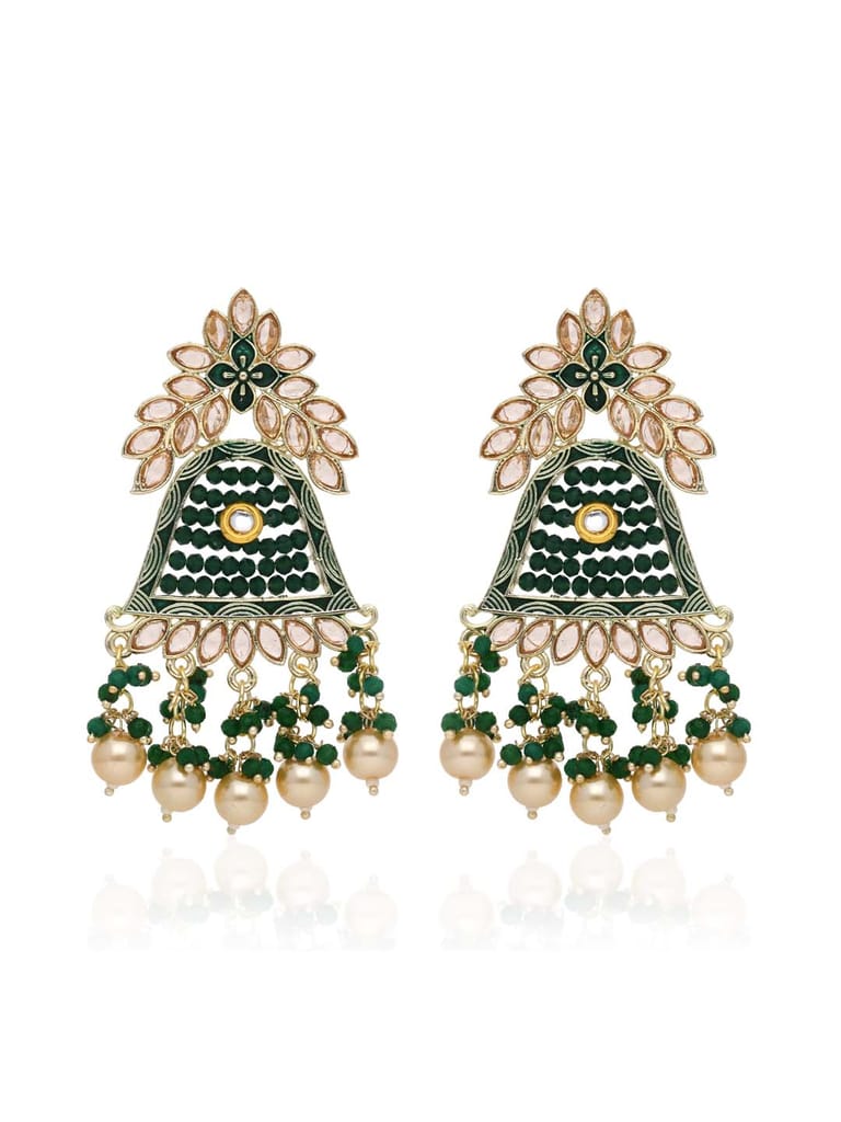 Reverse AD Long Earrings in Gold finish - CNB28493