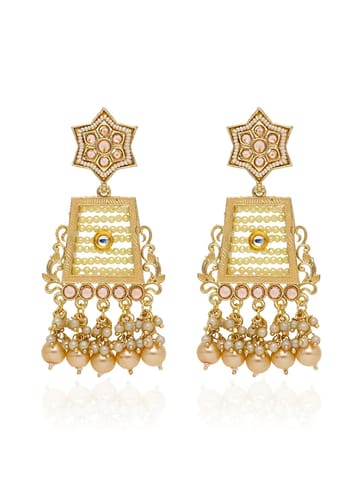 Reverse AD Long Earrings in Gold finish - CNB28485