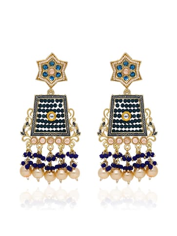 Reverse AD Long Earrings in Gold finish - CNB28487