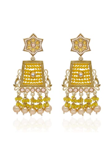 Reverse AD Long Earrings in Gold finish - CNB28486