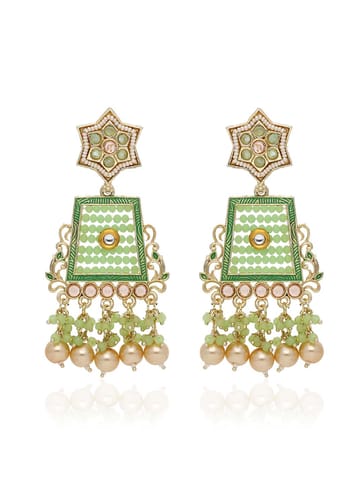 Reverse AD Long Earrings in Gold finish - CNB28488