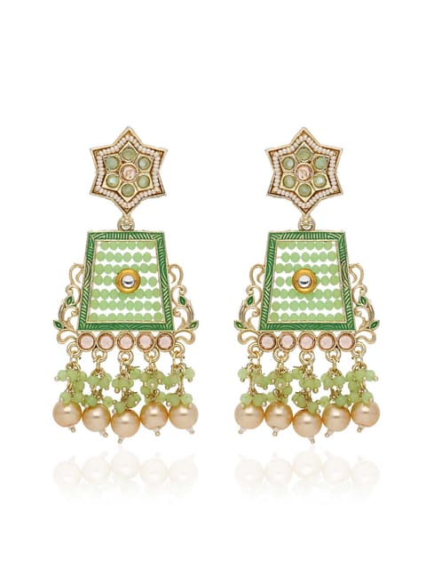 Reverse AD Long Earrings in Gold finish - CNB28488