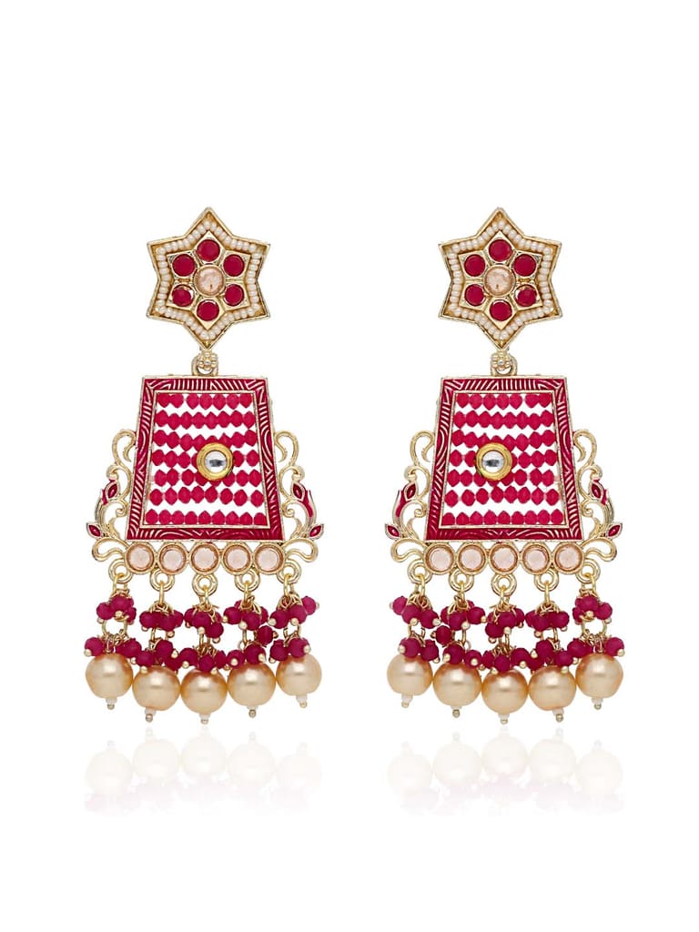 Reverse AD Long Earrings in Gold finish - CNB28489