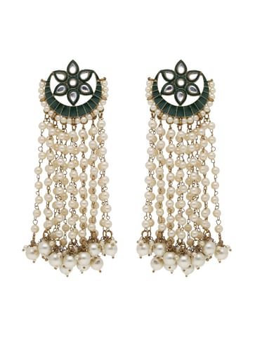 Antique Long Earrings in Mehendi finish - CNB21837
