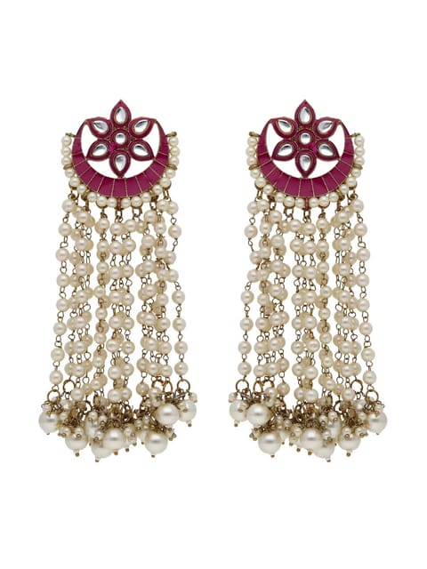 Antique Long Earrings in Mehendi finish - CNB21838
