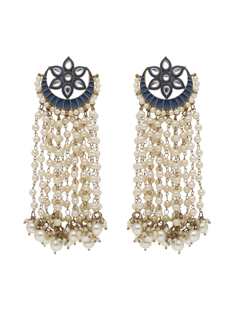 Antique Long Earrings in Mehendi finish - CNB21839