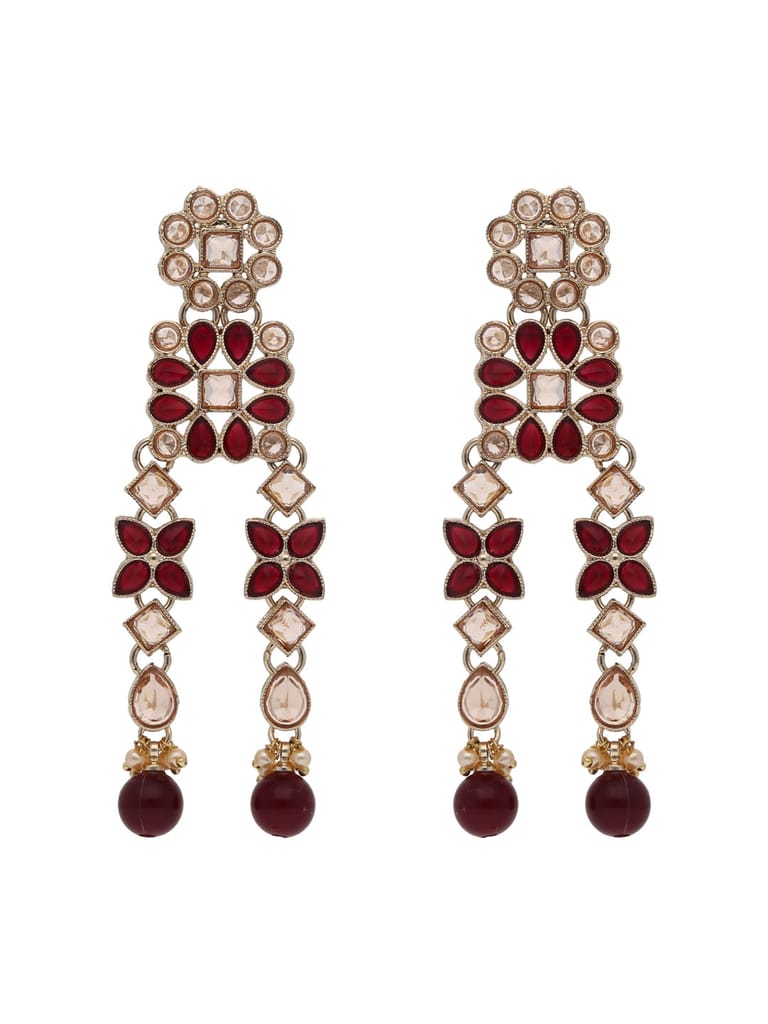 Reverse AD Long Earrings in Rose Gold finish - CNB21813