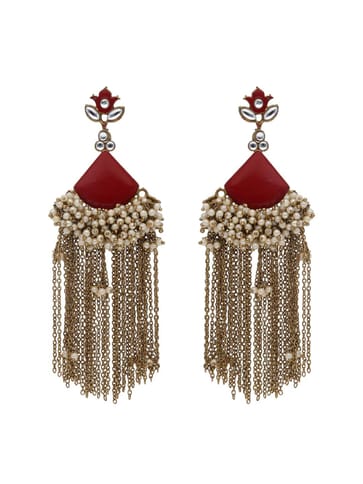 Antique Long Earrings in Mehendi finish - CNB21819