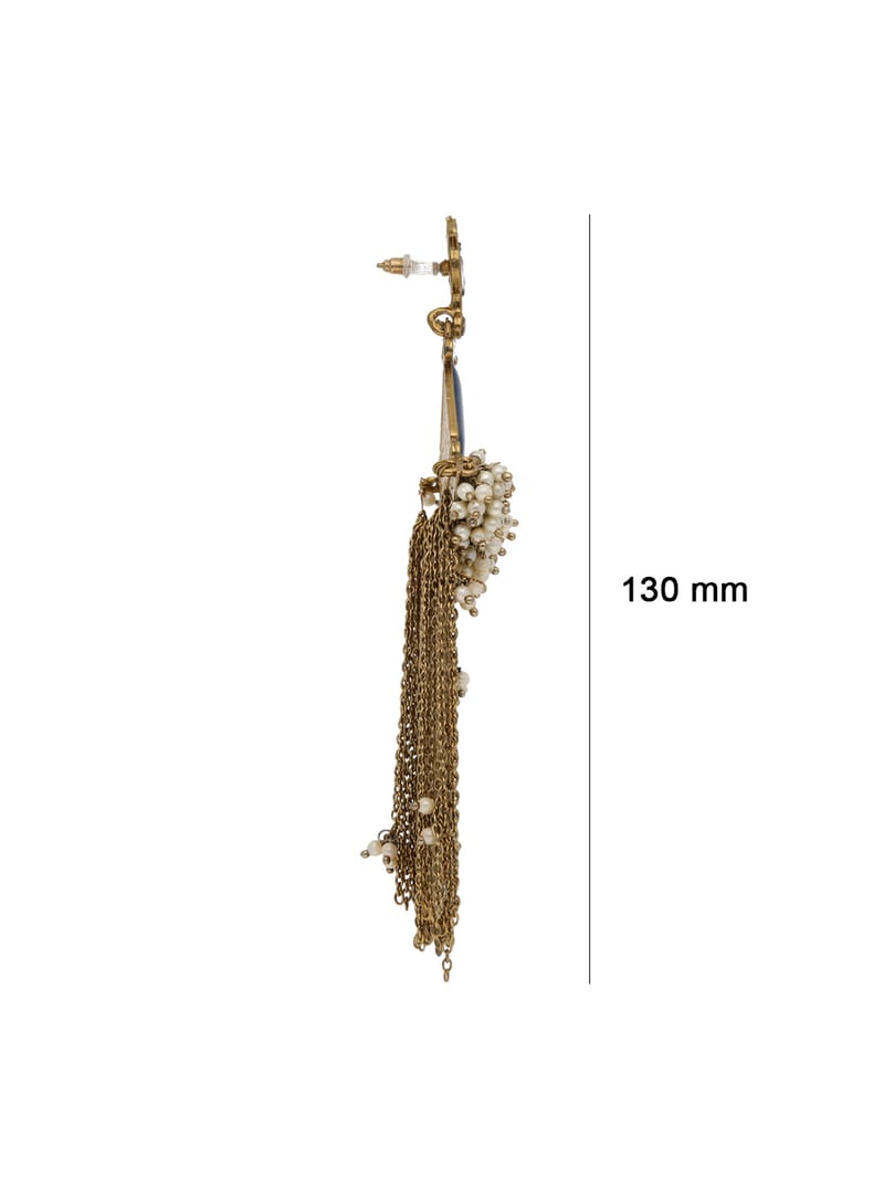Antique Long Earrings in Mehendi finish - CNB21819