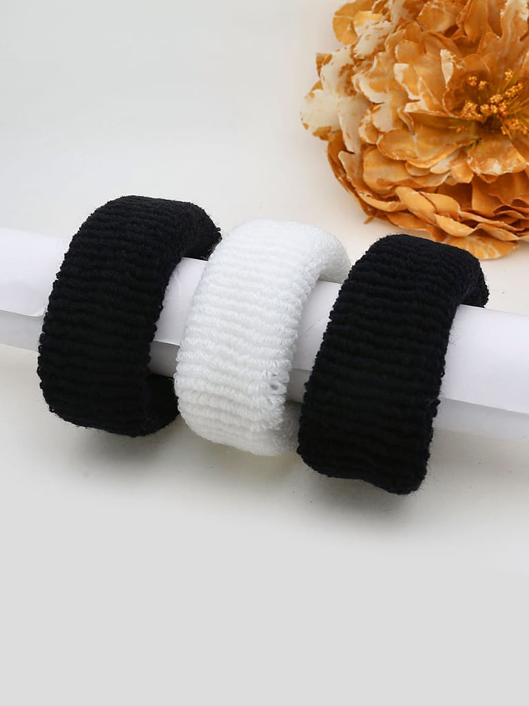 Woollen Rubber Bands in Black & White color - 1005BW