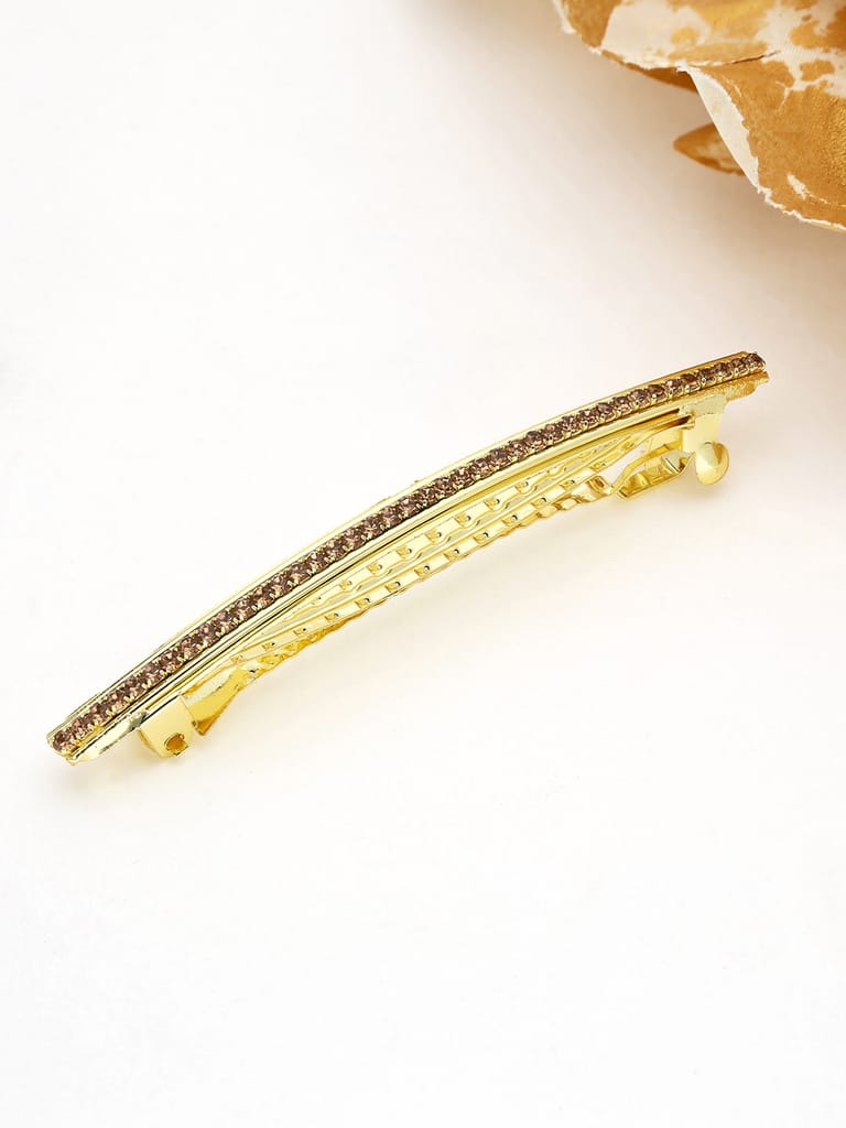One Line Setting Stone Hair Clip in Gold finish - 1438LCTGO