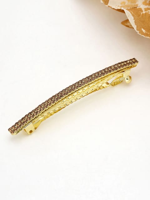 Two Line Setting Stone Hair Clip in Gold finish - 1439LCTGO