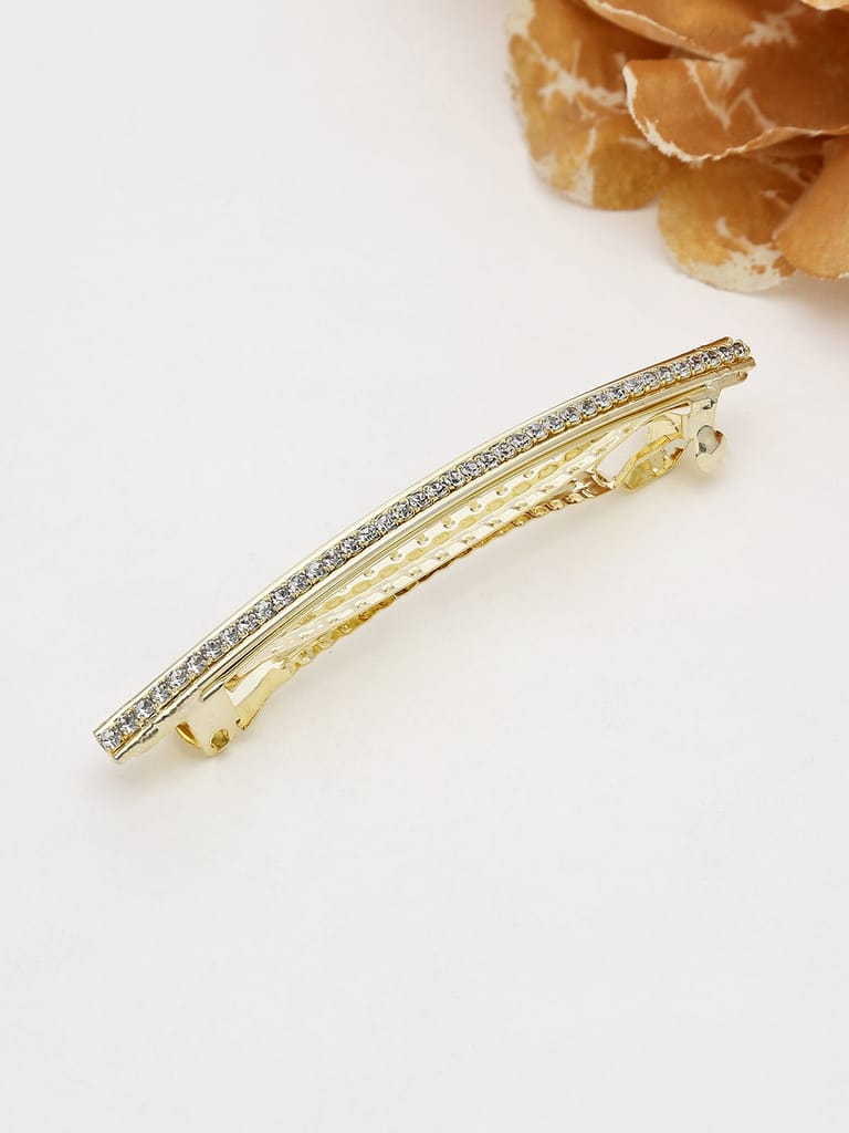 One Line Setting Stone Hair Clip in Gold finish - 1935GO