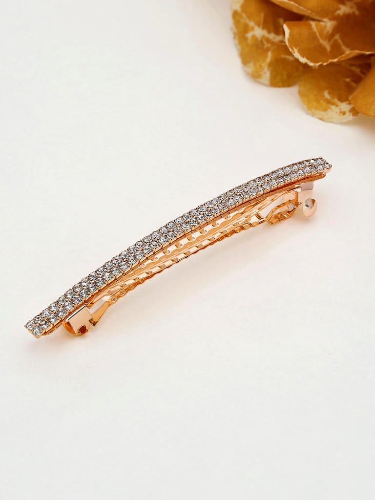 Two Line Setting Stone Hair Clip in Rose Gold finish - 1936RG