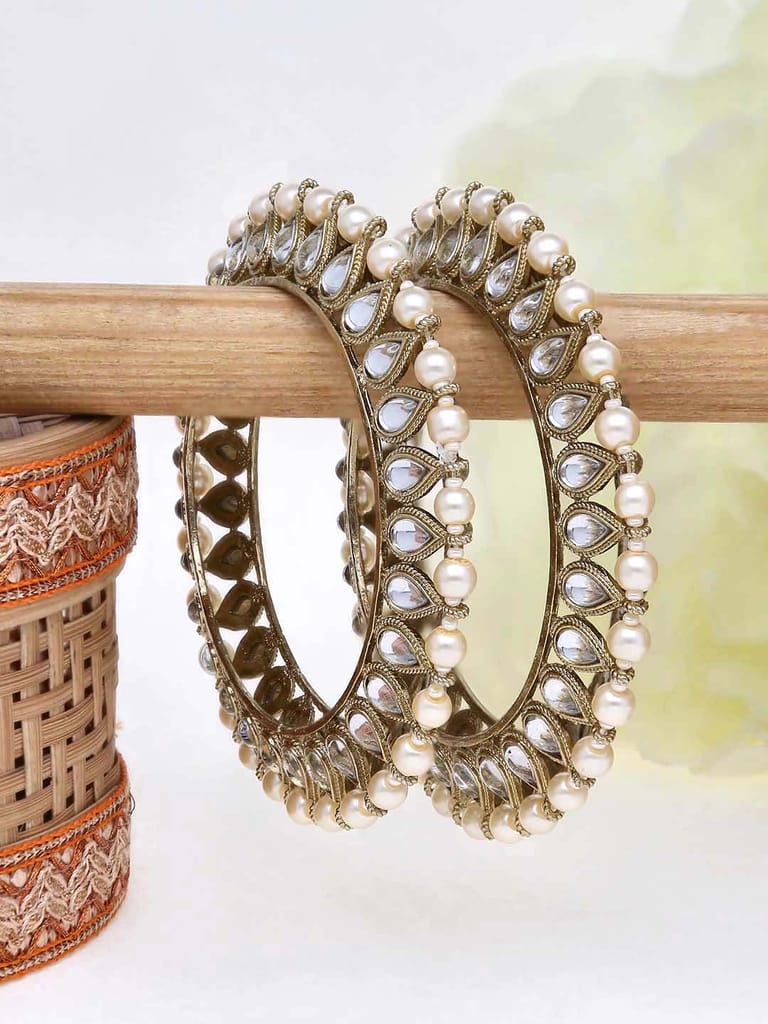 Reverse AD Bangles in Mehendi finish - 1341