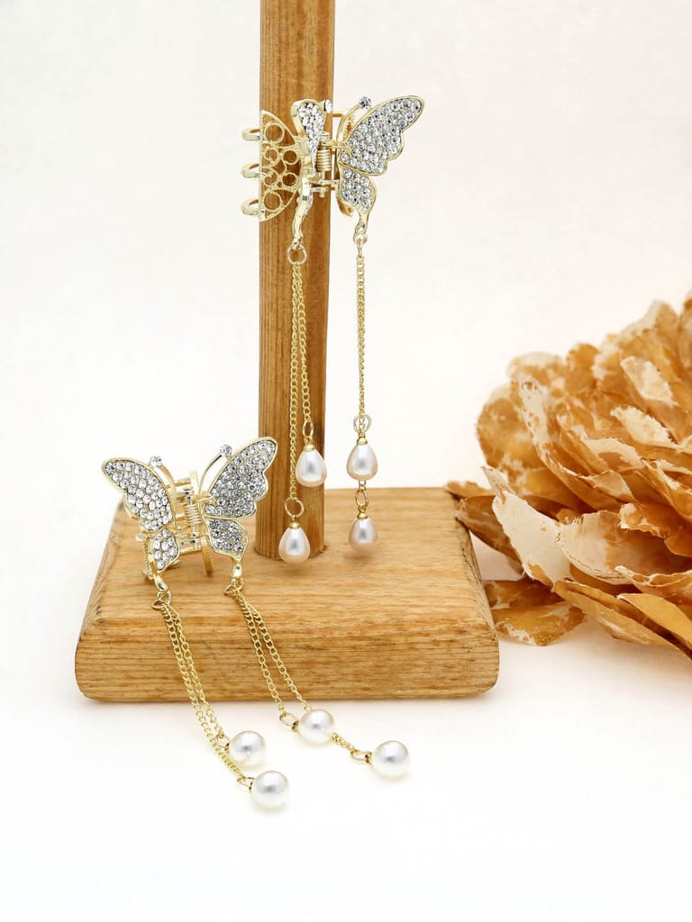 Fancy Butterfly Clip with Hanging in Gold finish - THF433