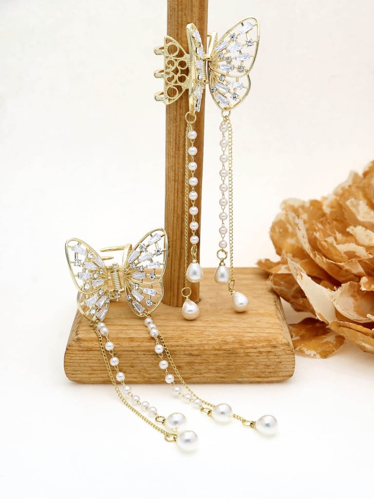 Fancy Butterfly Clip with Hanging in Gold finish - THF458