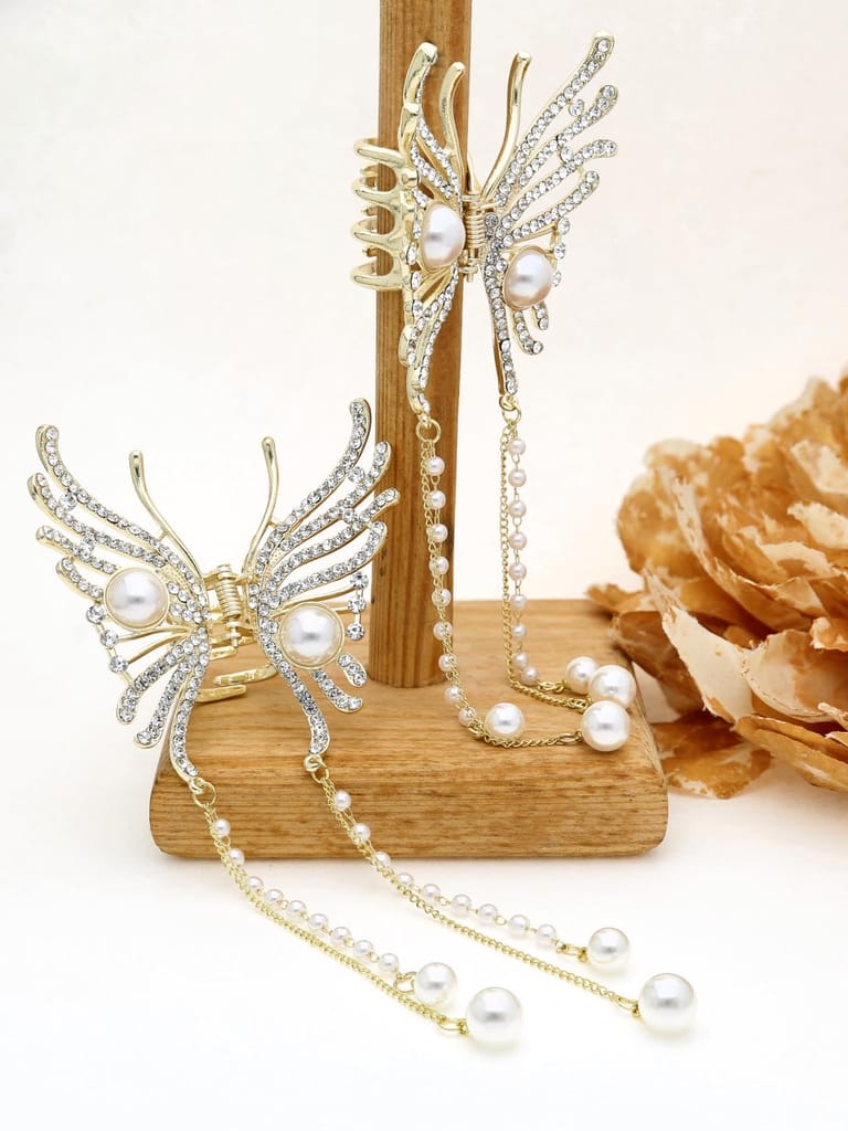 Fancy Butterfly Clip with Hanging in Gold finish - THF457