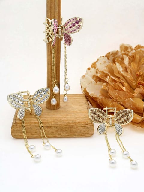 Fancy Butterfly Clip with Hanging in Gold finish - THF476