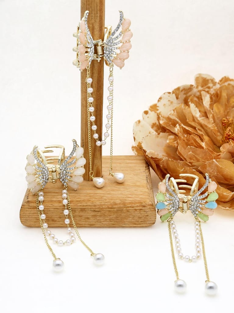 Fancy Butterfly Clip with Hanging in Gold finish - THF477