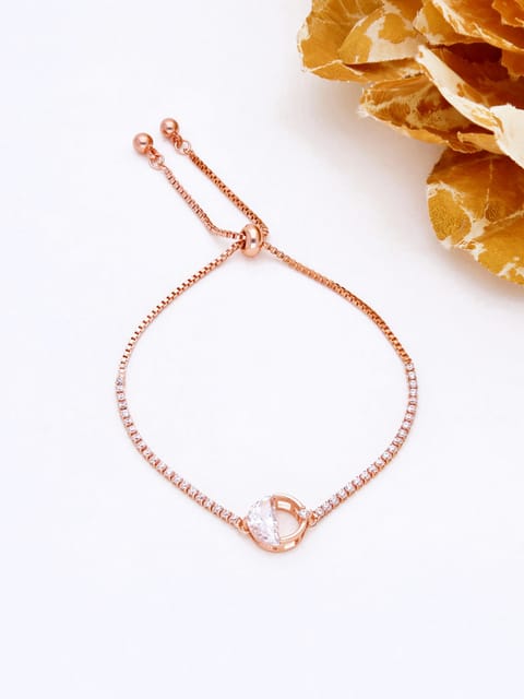 AD / CZ Loose / Link Bracelet in Rose Gold finish - THF570