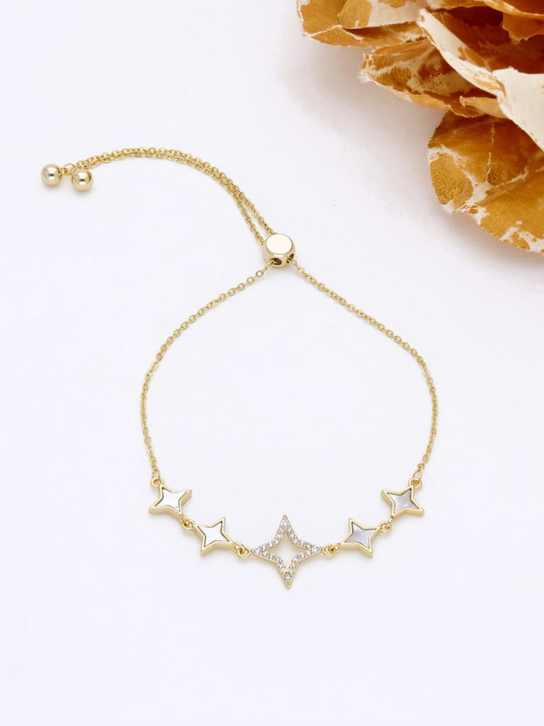 AD / CZ Loose / Link Bracelet in Gold finish - THF575