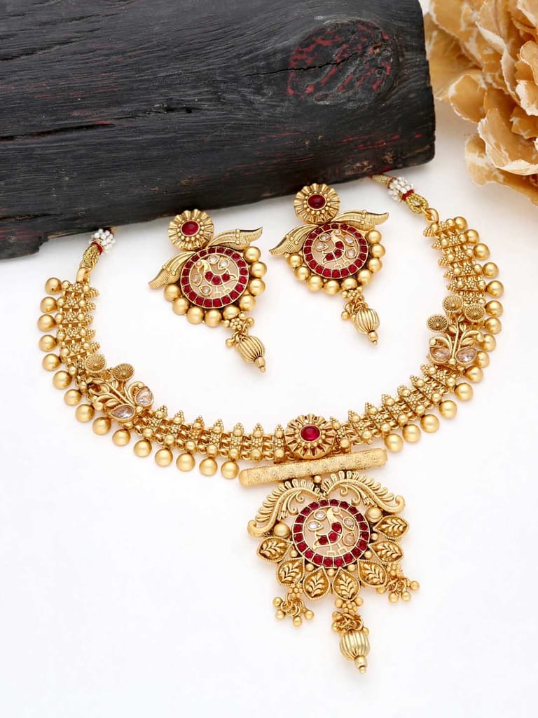 Antique Necklace Set in Rajwadi finish - THF767