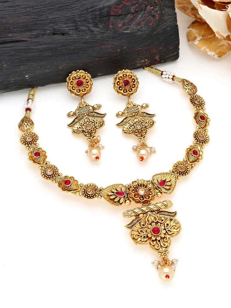 Antique Necklace Set in Rajwadi finish - THF810