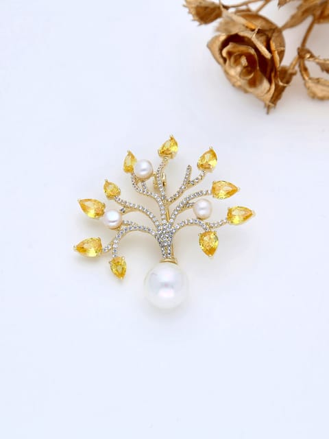 AD / CZ Brooch in Gold finish - THF1307