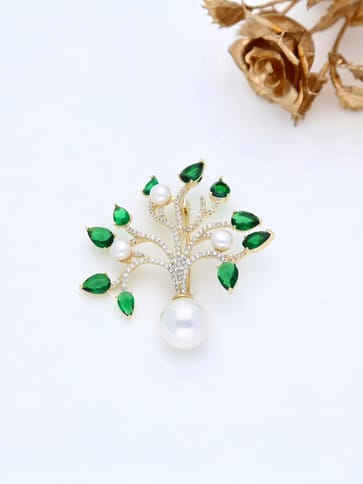 AD / CZ Brooch in Gold finish - THF1308