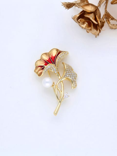 AD / CZ Brooch in Gold finish - THF1344