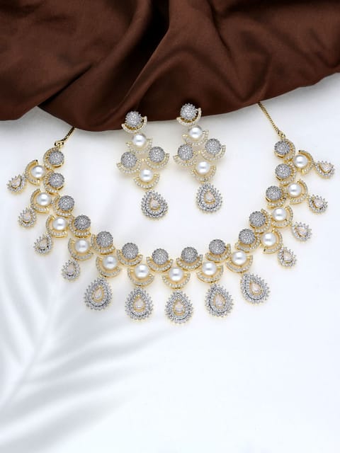 AD / CZ Necklace Set in Two Tone finish - THF1368
