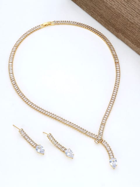AD / CZ Necklace Set in Gold finish - THF1444